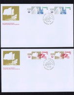 1976 Montreal Olympic Games   Olympic Sites $1 And $2 Values   Pairs On Separate FDCs - 1971-1980