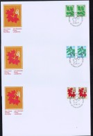 1977  Medium Values Tree Definitives $0,15, $0,20 And $0,25   Sc 717-9   Pairs On Separate FDCs - 1971-1980