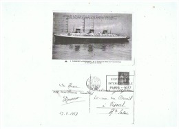 CARTE RECTO VERSO  PAQUEBOT  NORMANDIE - Other & Unclassified