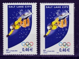 France 3460 JO Salt Lake City Variété Orange Vif Et Pale Neuf ** TB MNH Sin Charnela - Ongebruikt