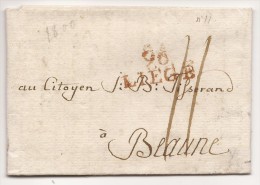 L. An 8 Marque Rouge 96/LIEGE "II" Pour Beaune. - 1794-1814 (Période Française)