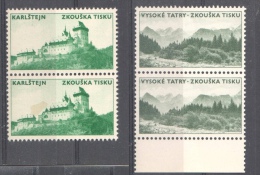 Czechoslovakia 1966 Zkouška Tisku - Light & Dark - 2 Pairs Of Dummy Stamps - Specimen Essay Proof Trial Probedruck - Ensayos & Reimpresiones