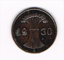 *** WEIMAR REPUBLIC  1 REICHSPFENNIG  1930 A - 1 Renten- & 1 Reichspfennig