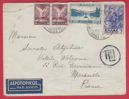 177231 / 1937 Athens  POSTE AERIENNE ( GREECE ) -  Marseille ( France ) GARE AVION FLAMME FUMEZ LES CIGARETTES CELTIQUES - Briefe U. Dokumente