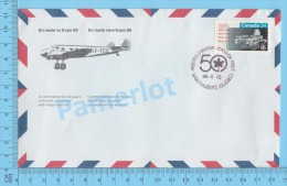 50 Eme Air Canada ( En Route  Expo 86, Service De Poste, Cover St-Hubert Quebec ,10-04-1986, Escale Aerogramme ) 2 Scans - Enveloppes Commémoratives