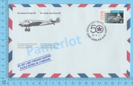 50 Eme Air Canada ( En Route  Expo 86, Cover St-John N.B. , 11-04-1986 Escale ,  Aerogramme )  2 Scans - Enveloppes Commémoratives