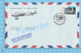 50 Eme Air Canada ( En Route  Expo 86, Service De Poste, Cover Yarmouth N.S. , 11-04-1986,  Aerogramme )  2 Scans - HerdenkingsOmslagen