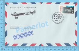 50 Eme Air Canada ( En Route  Expo 86, Service De Poste, Cover Sherwater N.S. , 11-04-1986,  Aerogramme )  2 Scans - Enveloppes Commémoratives