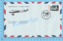 50 Eme Air Canada ( En Route  Expo 86, Service De Poste, Escale Charlottetown P.E.I., 14-04-1986,  Aerogramme )  2 Scans - Enveloppes Commémoratives