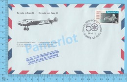 50 Eme Air Canada ( En Route  Expo 86, Service De Poste, Cover Sydney N.S., 15-04-1986,  Aerogramme )  2 Scans - Enveloppes Commémoratives