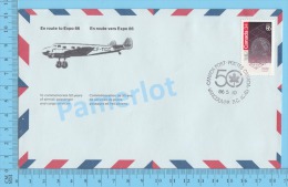 50 Eme Air Canada ( En Route  Expo 86, Service De Poste,  Escale Vancouver B.C., 10-05-1986,  Aerogramme )  2 Scans - Enveloppes Commémoratives