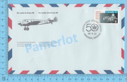 50 Eme Air Canada ( En Route  Expo 86, Service De Poste,  Escale Windsor Ontario 23-04-1986,  Aerogramme )  2 Scans - Commemorative Covers