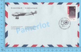 50 Eme Air Canada ( En Route  Expo 86, Service De Poste,  Escale Prince Albert Sask. 01-05-1986,  Aerogramme )  2 Scans - Commemorativi