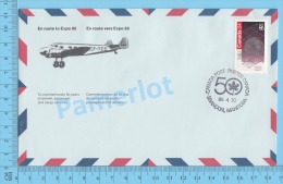 50 Eme Air Canada ( En Route  Expo 86, Service De Poste,  Escale Brandon Manitoba, 30-04-1986,  Aerogramme )  2 Scans - Commemorative Covers