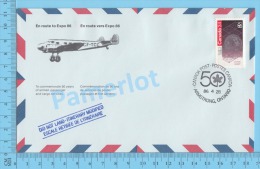 50 Eme Air Canada ( En Route  Expo 86, Service De Poste, Cover Armstrong Ontario, 28-04-1986,  Aerogramme )  2 Scans - HerdenkingsOmslagen