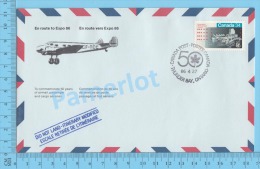 50 Eme Air Canada ( En Route  Expo 86, Service De Poste, Cover Thunder Bay Ontario, 27-04-1986,  Aerogramme )  2 Scans - Sobres Conmemorativos