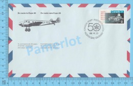 50 Eme Air Canada ( En Route  Expo 86, Service De Poste, Escale North Bay Ontario, 25-04-1986, Aerogramme )2 Scans - Commemorativi