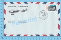 50 Eme Air Canada ( En Route  Expo 86, Service De Poste, Escale London Ontario, 23-04-1986, Aerogramme )2 Scans - Commemorativi