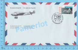 50 Eme Air Canada ( En Route  Expo 86, Service De Poste, Escale Bracebridge Ontario, 25-04-1986, Aerogramme )2 Scans - Commemorative Covers