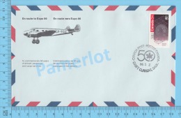 50 Eme Air Canada ( En Route  Expo 86, Service De Poste, Escale Swift Current SASK., 02-05-1986, Aerogramme )2 Scans - Enveloppes Commémoratives