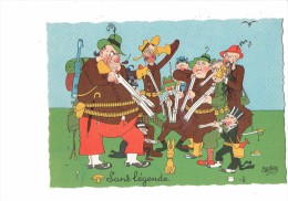 SCENE CHASSE AU LAPIN  - Illustré  DUBOUT (1958) - Escargot Champignon Chasseur Fusil épée Pipe Parapluie - Dubout