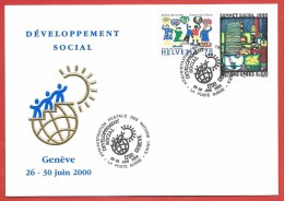 ONU GINEVRA - 2000 - BUSTA CON ANNULLO FORUM "Developpement Social" 26-30 Giugno - CONGIUNTA SVIZZERA - Cartas & Documentos