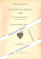 Original Patent - E. Holdinghausen In Hilchenbach B. Siegen , 1878 , Interferenz-Relais , Elektrik , Siegen-Wittgenstein - Hilchenbach