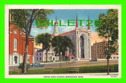 WORCESTER, MA - NOTRE DAME CHURCH - TRAVEL IN 1935 - AMERICAN ART POST CARD - - Worcester