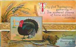 147411-Thanksgiving, Unknown No 546-3, Turkey, Wheat, J.G. Whittier Poem - Giorno Del Ringraziamento