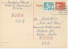 Germany (DDR)  1986 Postkarte  (o) Mi.P86 II  "Meissen 11.04.90 -Baden Baden"  See Scans - Postkarten - Gebraucht
