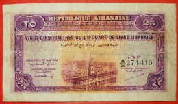 * WARTIME (1939-1945) DAMASCUS Of SYRIA: LEBANON  25 PIASTERS 1942! RARITY! LOW START NO RESERVE! - Libanon