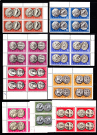 Greece Coins Set Of 10 Scott 639-48 Corner Blocks Of 4 MNH - Nuevos