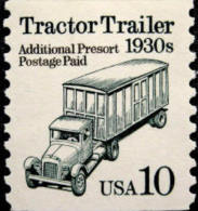 1991 USA Transportation Coil Stamp Tractor Trailer Sc#2458  History Car Truck Post - Roulettes