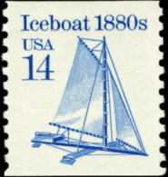 1985 USA Transportation Coil Stamp Iceboat Sc#2134 History Boat Ship Snow Arctic Post - Francobolli In Bobina