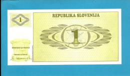 SLOVENIA - 1 TOLAR - 1990 - Pick 1 -  UNC. - Prefix AA - Republika Slovenija - 2 Scans - Eslovenia