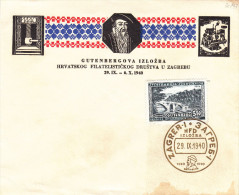 Ponts - Exposition Philatélique - Yougoslavie - Document De 1940 ° - Oblit Zagreb - Valeur 17 € - Presse Gutenberg - Storia Postale