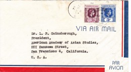 Leeward Islands To California, U.S.A. Cover 1952 - Leeward  Islands