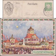 Bavière 1908. Carte Entier TSC. Volksfest Nürnberg. Fête Populaire De Nuremberg. Serveuse De Bière. Guinguette, Musique - Bières