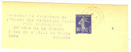 LBON10- BJ SEMEUSE CAMEE 10c BLEU DATE 949 VOYAGEE - Bandas Para Periodicos