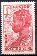 IVORY COAST 1936 Baoule Woman - 1c  - Red MH - Unused Stamps
