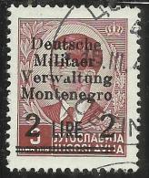 MONTENEGRO 1943 OCCUPAZIONE TEDESCA GERMAN OCCUPATION SOPRASTAMPATO SURCHARGED LIRE 2 SU 3 D USATO USED OBLITERE´ - Duitse Bez.: Montenegro