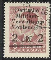 MONTENEGRO 1943 OCCUPAZIONE TEDESCA GERMAN OCCUPATION SOPRASTAMPATO SURCHARGED LIRE 2 SU 3 D USATO USED OBLITERE´ - Deutsche Bes.: Montenegro