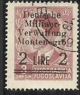 MONTENEGRO 1943 OCCUPAZIONE TEDESCA GERMAN OCCUPATION SOPRASTAMPATO SURCHARGED LIRE 2 SU 3 D USATO USED OBLITERE´ - Ocu. Alemana: Montenegro