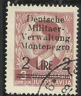 MONTENEGRO 1943 OCCUPAZIONE TEDESCA GERMAN OCCUPATION SOPRASTAMPATO SURCHARGED LIRE 2 SU 3 D USATO USED OBLITERE´ - Occup. Tedesca: Montenegro