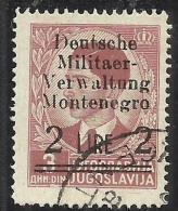 MONTENEGRO 1943 OCCUPAZIONE TEDESCA GERMAN OCCUPATION SOPRASTAMPATO SURCHARGED LIRE 2 SU 3 D USATO USED OBLITERE´ - Occup. Tedesca: Montenegro