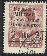 MONTENEGRO 1943 OCCUPAZIONE TEDESCA GERMAN OCCUPATION SOPRASTAMPATO SURCHARGED LIRE 2 SU 3 D USATO USED OBLITERE´ - Duitse Bez.: Montenegro