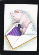 ILLUSTRATEUR JM PETEY EXEMPLAIRE UNIQUE CARTOGAG HORS SERIE " LARD POSTAL " ECRITE PAR L'AUTEUR  - COCHON - Petey