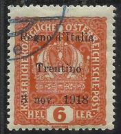 TRENTINO ALTO ADIGE 1918 SOPRASTAMPATO SURCHARGED 6 H USATO USED OBLITERE´ - Trentino
