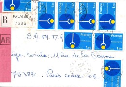 Lettre Recommandée - 1981 -  8 Timbres Fonds Marins N°2129 - Brieven En Documenten