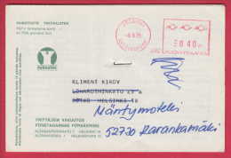 177615 /  MACHINE STAMP HELSINKI 8.8.1975 - 0.40 P. - PAINOTUOTE TRYCKALSTER Entrepreneurs INSURANCE Finland Finlande - Brieven En Documenten